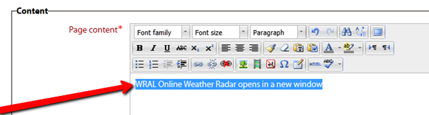select the link text